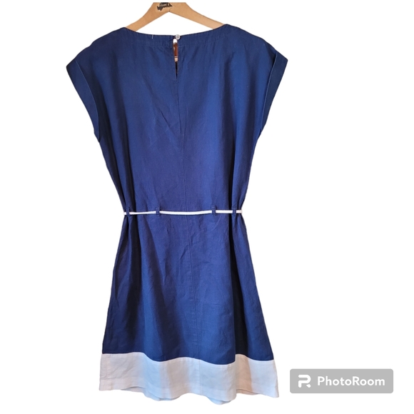 NAUTICA Linen Blend Nautical Dress in Navy and White - Picture 2 of 8